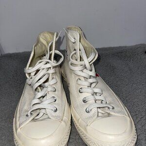Converse Chuck 70 Hi PLAY Comme Des Garcons Shoes Mens Size 8 White 150205C